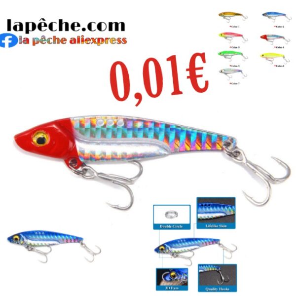 Leurre artificiel métallique vibrant avec hameçons