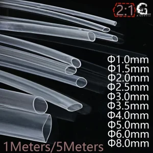 Tube thermorétractable Transparent, kits de fil d'emballage, 1mm 1.5mm 2mm 2.5mm 3mm 3.5mm 4mm 5mm 6mm 8mm