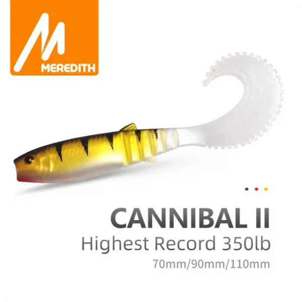 MEREDITH — Leurre aliexpress Cannibal en silicone souple avec queue incurvée, appât artificiel wobbler idéal pour la pêche à l'alose ou au bar, 70/90/110mm Parfait, comme toujours chez meredith
